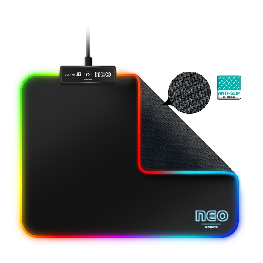 CONNECT IT CMP-3100-SM - Tapete de rato gaming LED RGB32x24,5 cm preto