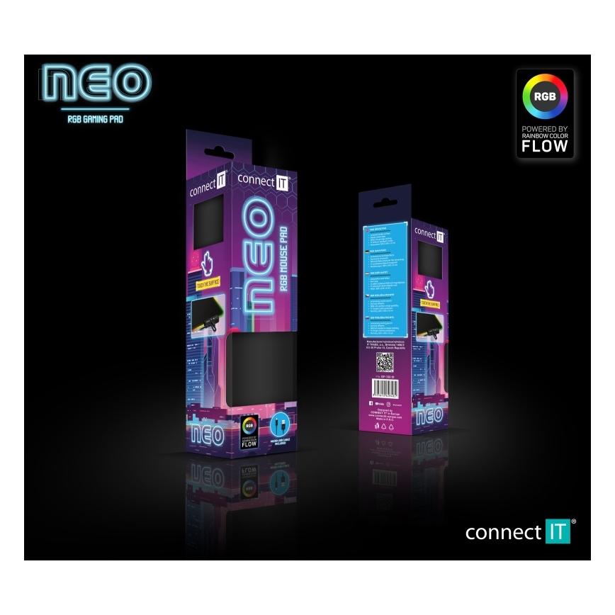 CONNECT IT CMP-3100-SM - Tapete de rato gaming LED RGB32x24,5 cm preto
