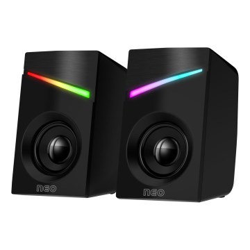 CONNECT IT CSP-1100-BK - CONJUNTO 2x Colunas LED RGB Gaming 6W/5V preto