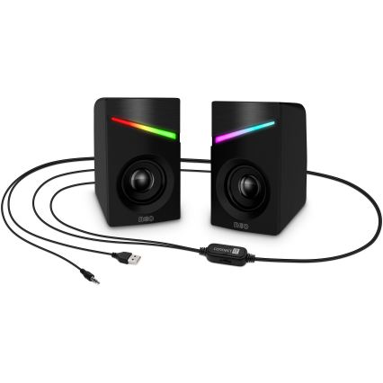 CONNECT IT CSP-1100-BK - CONJUNTO 2x Colunas LED RGB Gaming 6W/5V preto