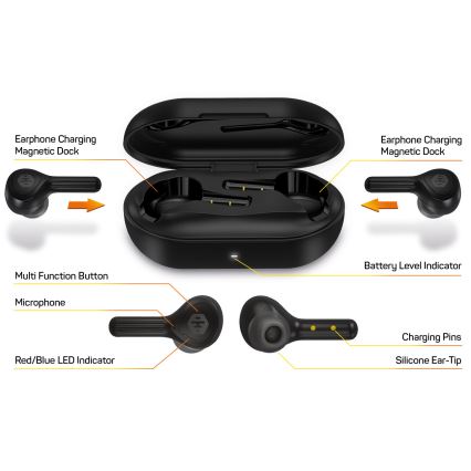 CONNECT IT HEP-5300-BK - Sem fios earphones com um microfone 300 mAh preto