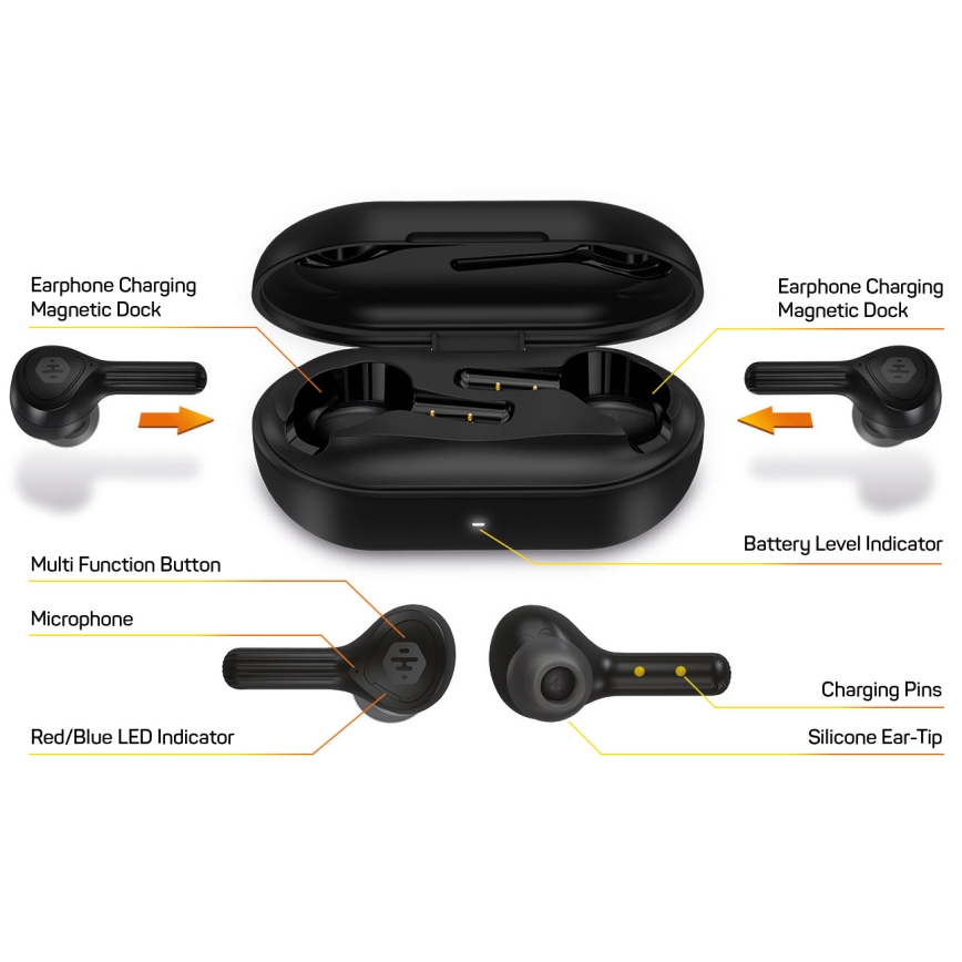 CONNECT IT HEP-5300-BK - Sem fios earphones com um microfone 300 mAh preto