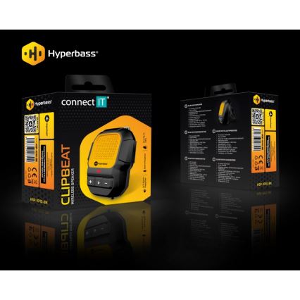 CONNECT IT HSP-1010-BK - Coluna sem fios com microfone ClipBEAT 2W/5V 560 mAh IPX7 preta/amarela