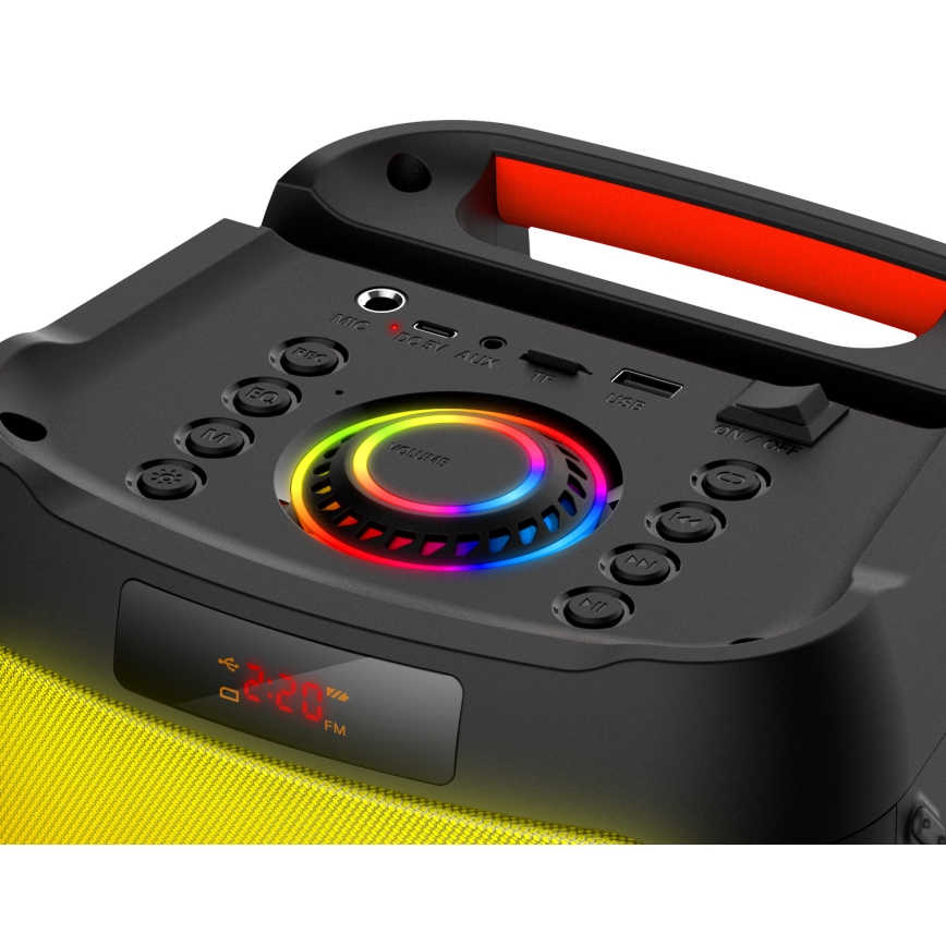 CONNECT IT HSP-3050-BK - Coluna LED sem fios com microfone 60W/5V 4500 mAh preto + comando