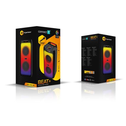 CONNECT IT HSP-3050-BK - Coluna LED sem fios com microfone 60W/5V 4500 mAh preto + comando