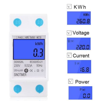 Contador de eletricidade digital monofásico para carril DIN DDS528L