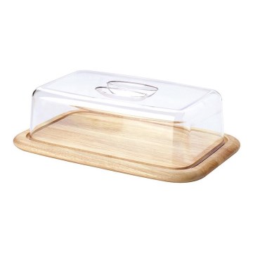 Continenta C3072 - Tábua de cortar de cozinha com uma tampa 38,5x25,5 cm de borracha de figueira