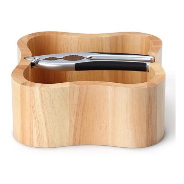 Continenta C3199 - Tigela para nozes com um quebra-nozes 24,5x24,5x8 cm borracha de figueira