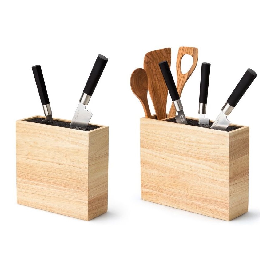 Continenta C3314 - Suporte para facas com inserção flexível 22x9x21,5 cm borracha de figueira