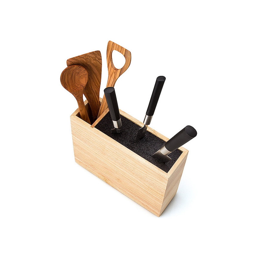 Continenta C3315 - Suporte para facas com inserção flexível e compartimento 27,5x9x21,5 cm
