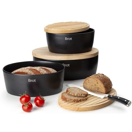 Continenta C3730 - Caixa de pão 13,5x30 cm preto/ bege
