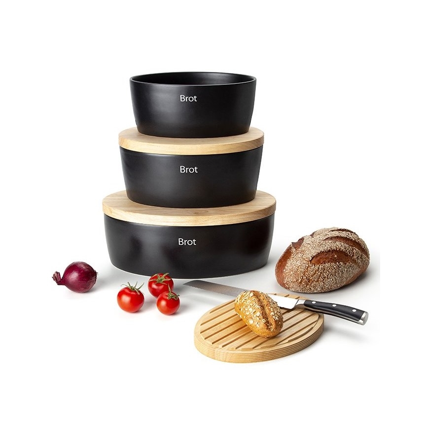 Continenta C3730 - Caixa de pão 13,5x30 cm preto/ bege
