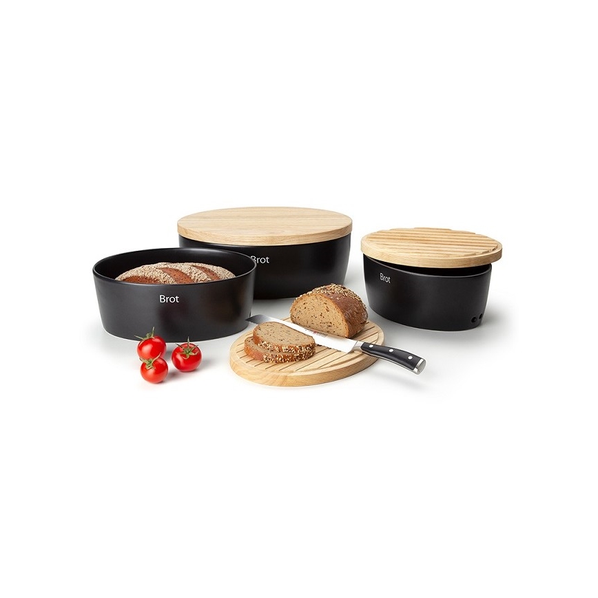 Continenta C3731 - Caixa de pão com tampa 27x20x13,5 cm borracha de figueira