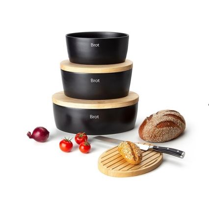 Continenta C3731 - Caixa de pão com tampa 27x20x13,5 cm borracha de figueira