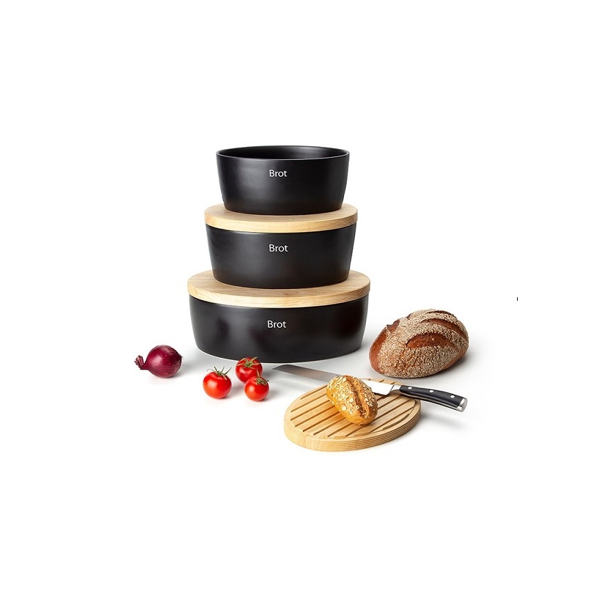 Continenta C3731 - Caixa de pão com tampa 27x20x13,5 cm borracha de figueira