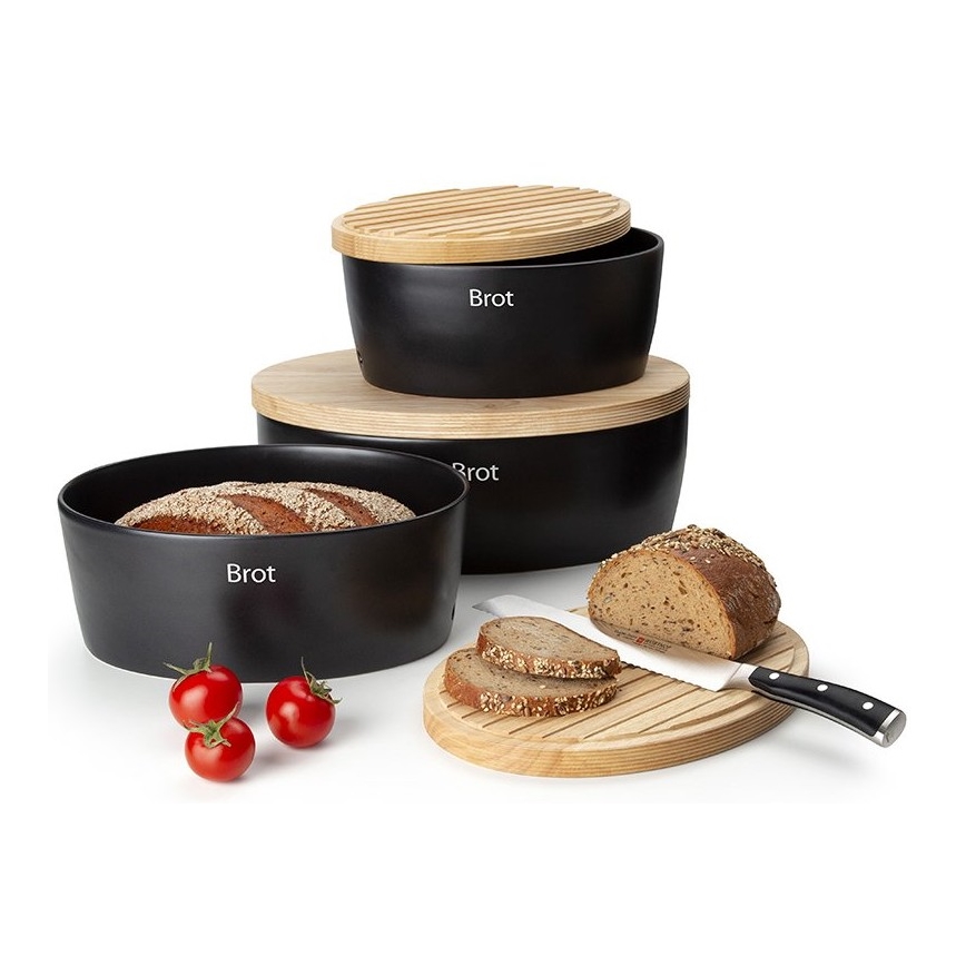 Continenta C3732 - Caixa de pão 13,5x36 cm preto/ bege