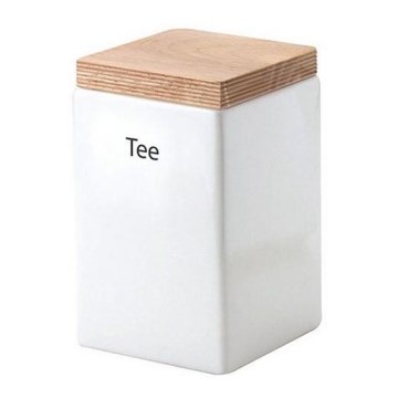 Continenta C3913 - Caixa para alimentos em cerâmica com tampa 10x10x16,5 cm borracha de figueira