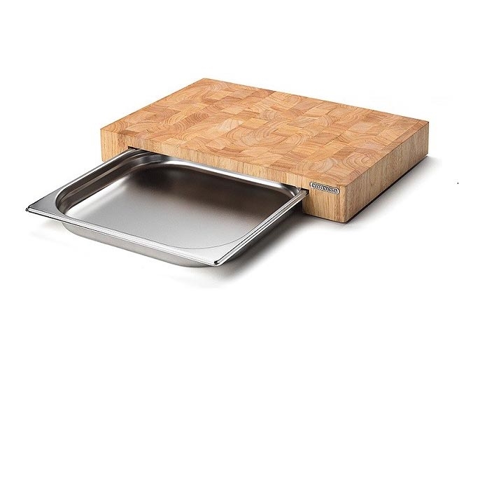 Continenta C4027 - Tábua de cortar de cozinha com tigela 48x32,5 cm de borracha de figueira