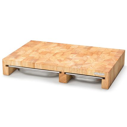 Continenta C4028 - CONJUNTO 1x tábua de cortar de cozinha 50x32,5 cm + 3x tigela de borracha de figueira