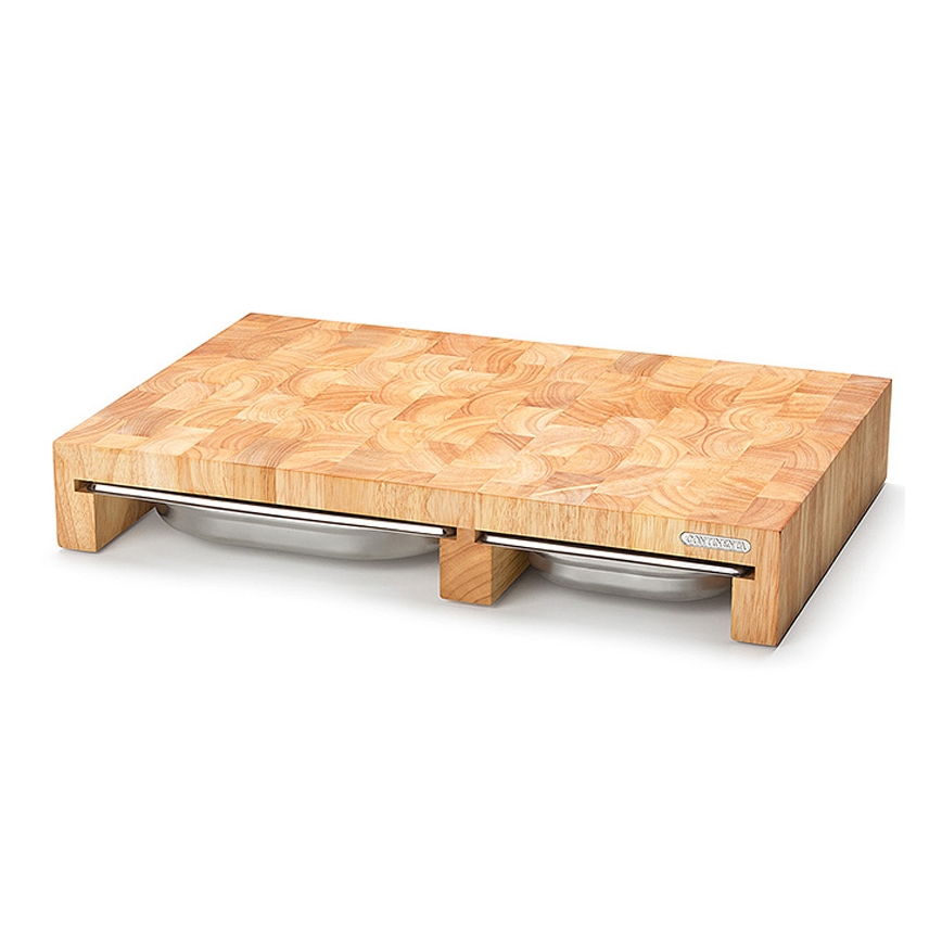 Continenta C4028 - CONJUNTO 1x tábua de cortar de cozinha 50x32,5 cm + 3x tigela de borracha de figueira