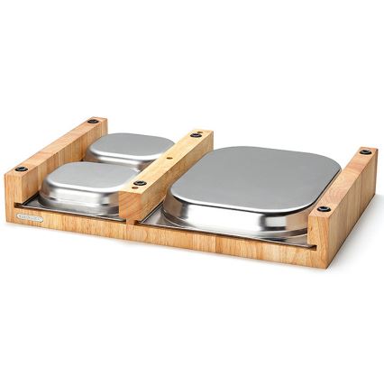 Continenta C4028 - CONJUNTO 1x tábua de cortar de cozinha 50x32,5 cm + 3x tigela de borracha de figueira