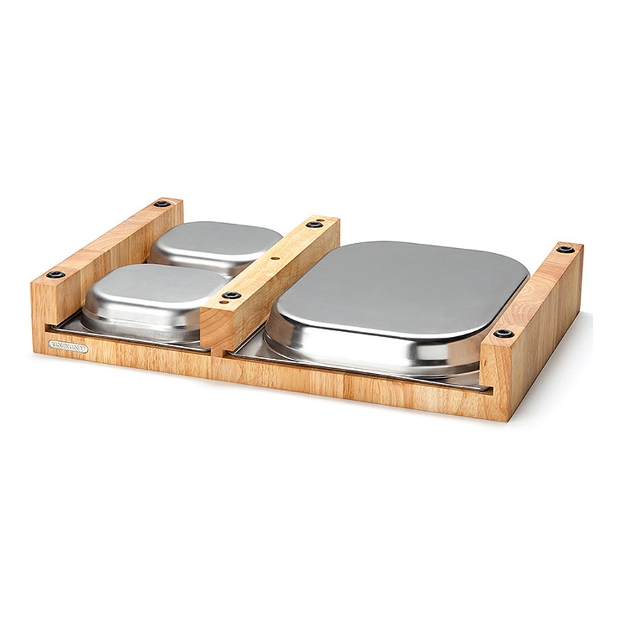 Continenta C4028 - CONJUNTO 1x tábua de cortar de cozinha 50x32,5 cm + 3x tigela de borracha de figueira