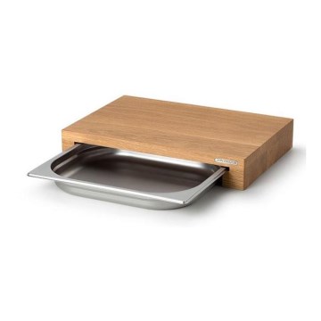 Continenta C4110 - Tábua de cortar de cozinha com taça de 39x27 cm de carvalho