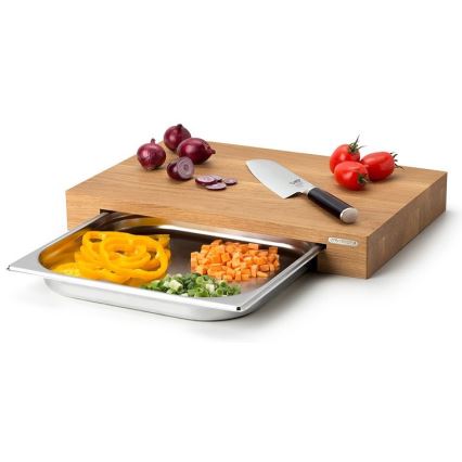 Continenta C4110 - Tábua de cortar de cozinha com taça de 39x27 cm de carvalho