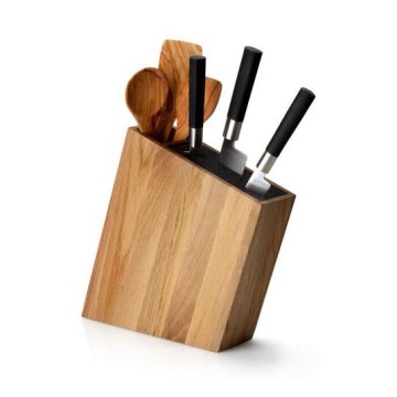 Continenta C4151 - Suporte para facas com inserção flexível e compartimento 31x8x24,5 cm carvalho