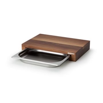 Continenta C4210 - Tábua de cortar de cozinha com tigela 39x27 cm de nogueira