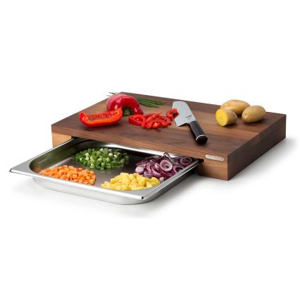 Continenta C4210 - Tábua de cortar de cozinha com tigela 39x27 cm de nogueira