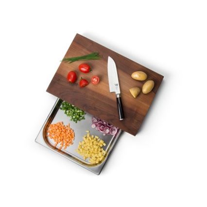 Continenta C4210 - Tábua de cortar de cozinha com tigela 39x27 cm de nogueira