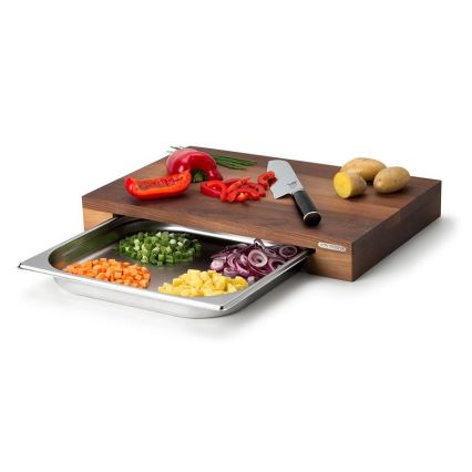 Continenta C4211 - Tábua de cortar de cozinha com tigela 48x32,5 cm nogueira