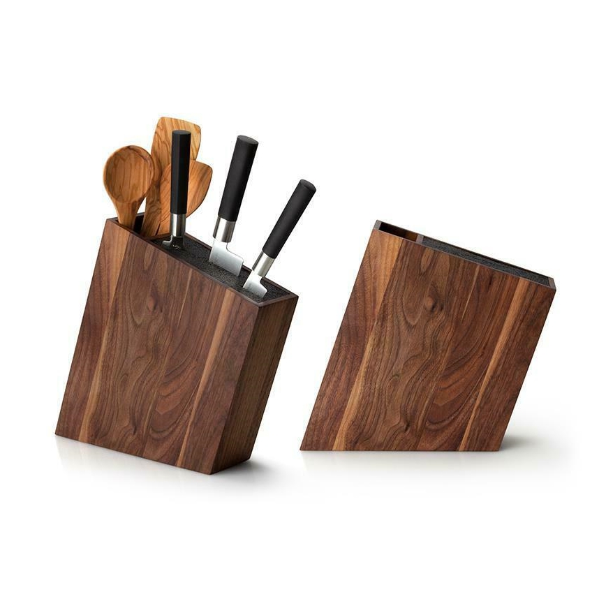 Continenta C4251- Suporte para facas com inserção flexível e compartimento 31x8x24,5 cm de nogueira