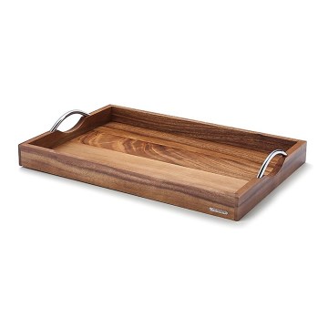 Continenta C4867 - Tabuleiro com pegas metálicas 53x36 cm acacia