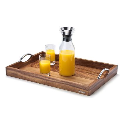Continenta C4867 - Tabuleiro com pegas metálicas 53x36 cm acacia