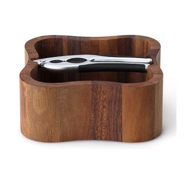 Continenta C4895 - Tigela para nozes com um quebra-nozes 24,5x24,5x8 cm madeira de nogueira