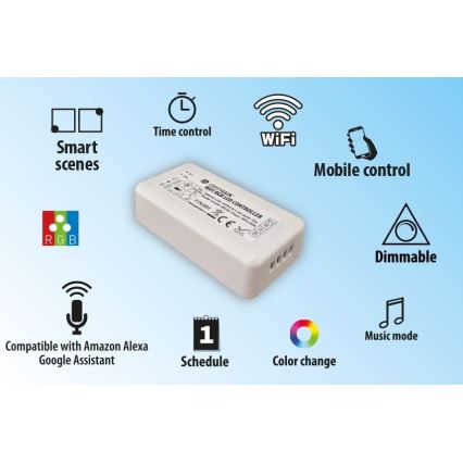 Controlador inteligente para tiras LED RGB 5-24V Wi-Fi Tuya