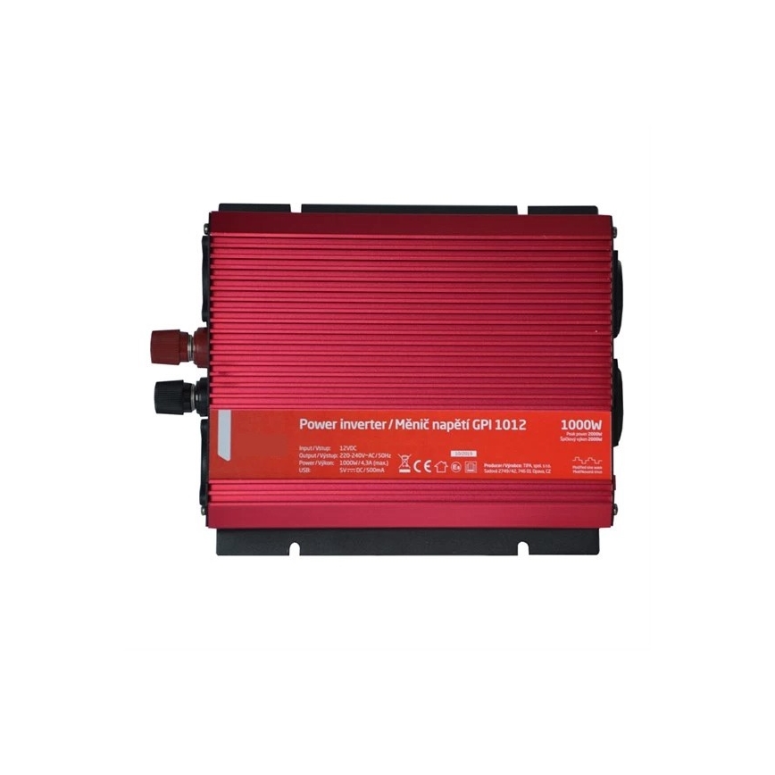 Conversor de voltagem 1000W/12/230V + USB