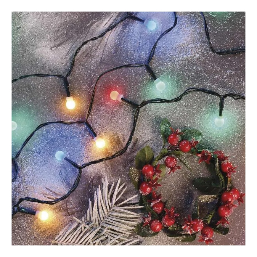 Cordão de luzes de Natal LED para exterior 80 LEDs / 8 funções 13 m multicolorido IP44