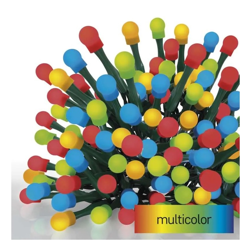 Cordão de luzes de Natal LED para exterior 80 LEDs / 8 funções 13 m multicolorido IP44