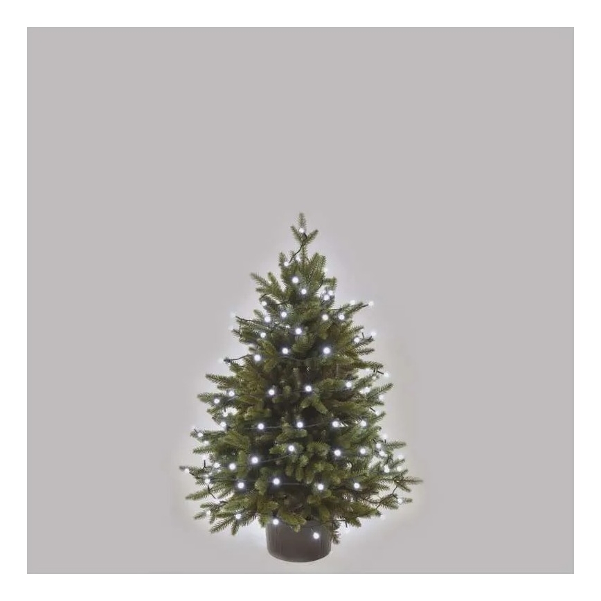 Cordão de luzes LED para exterior, 80 LEDs / 8 funções, 13 m, branco frio, IP44