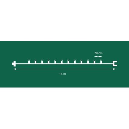 Corrente de Natal para exterior LED CONE FILAMENT 20xE10 14m transparente/branco quente IP44, Made in the EU
