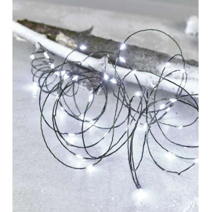 Corrente de Natal exterior 40xLED/9m IP44 branco frio