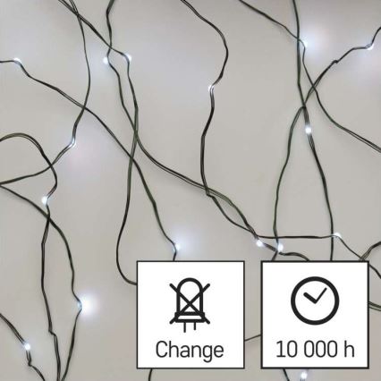 Corrente de Natal exterior 40xLED/9m IP44 branco frio