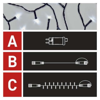 Corrente de Natal exterior LED 100xLED/15m IP44 branco frio