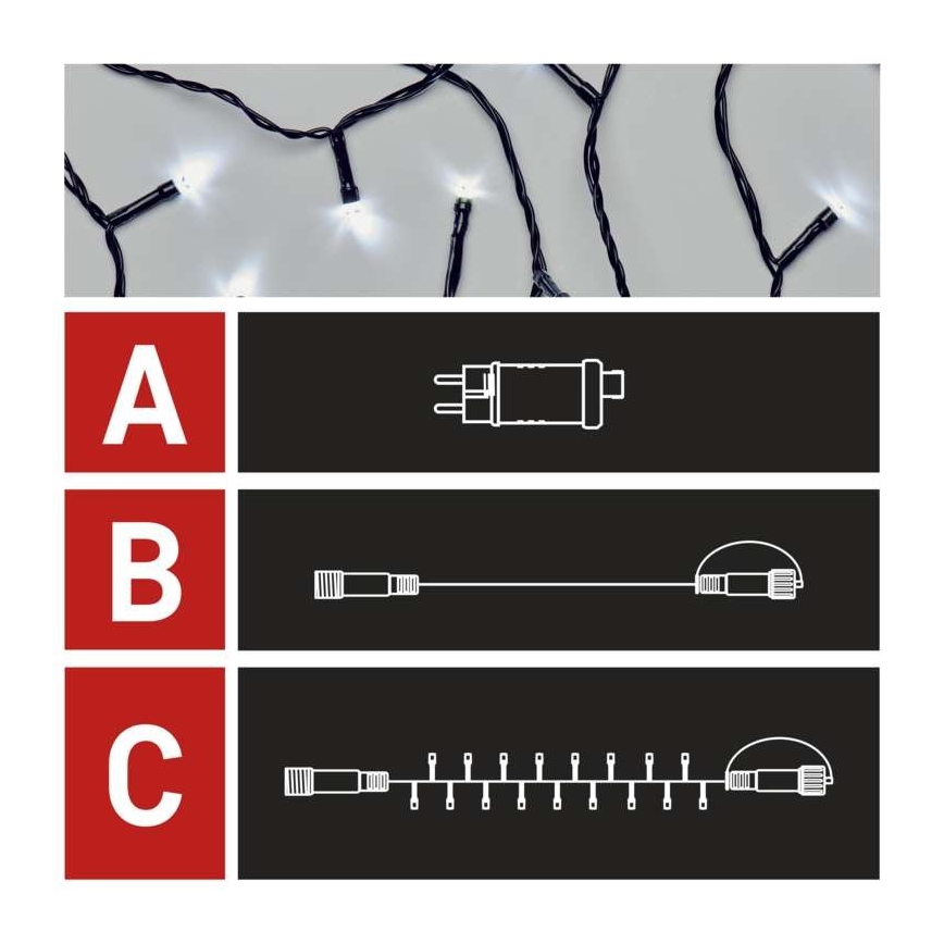 Corrente de Natal exterior LED 100xLED/15m IP44 branco frio