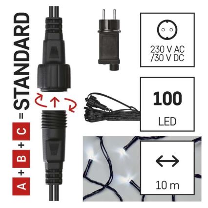 Corrente de Natal exterior LED 100xLED/15m IP44 branco frio