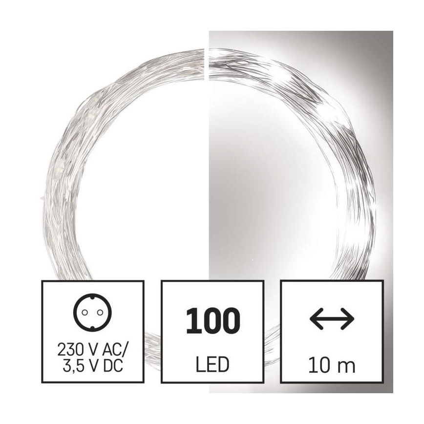 Corrente de Natal exterior LED 100xLED/15m IP44 branco frio