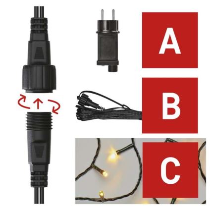 Corrente de Natal exterior LED 100xLED/15m IP44 branco quente